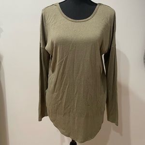 GARAGE Army Green Cross Back Long Sleeve Tee